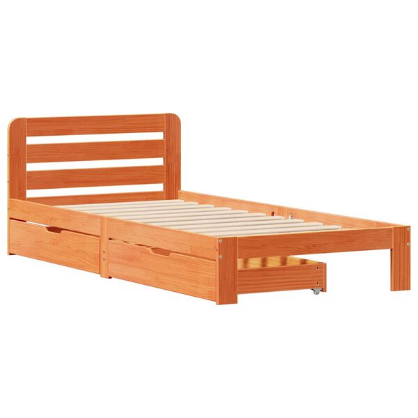 vidaXL Cama sem colch&atilde;o 90x190 cm madeira de pinho maci&ccedil;a castanho-mel
