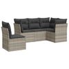 vidaXL 5 pcs conj. sof&aacute;s jardim c/ almofad&otilde;es vime PE cinzento-claro