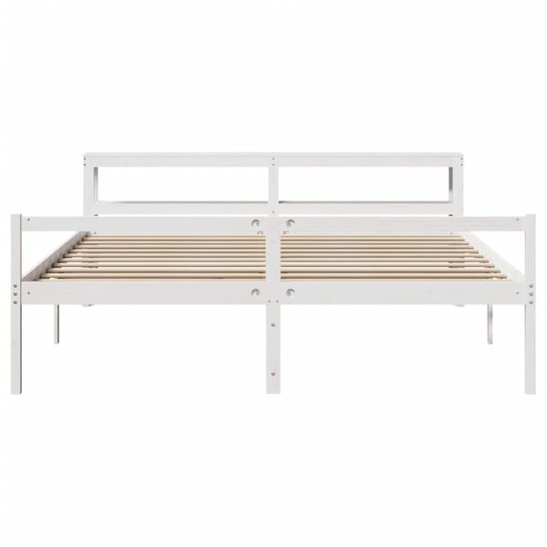 vidaXL Cama para idosos com cabeceira 200x200 cm pinho maci&ccedil;o branco