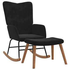 vidaXL Cadeira de baloi&ccedil;o com banco veludo preto