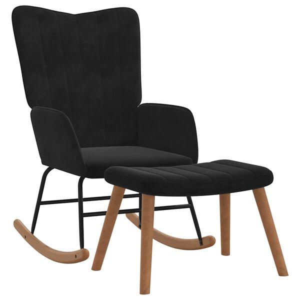 vidaXL Cadeira de baloi&ccedil;o com banco veludo preto