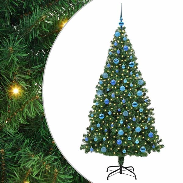vidaXL &Aacute;rvore de Natal Artificial Pr&eacute;-iluminada de Cabe&ccedil;a para Baixo com Conjunto de Bolas