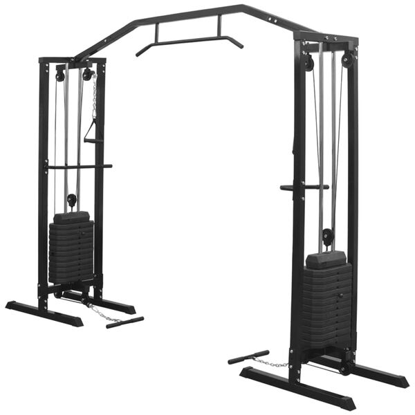 vidaXL Esta&ccedil;&atilde;o de muscula&ccedil;&atilde;o crossover com cabos 315 cm preto