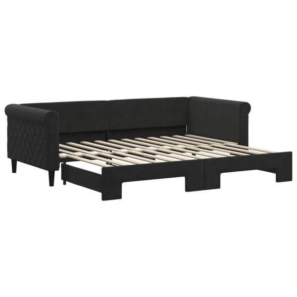 vidaXL Sofá-cama com gavetão 90x200 cm veludo preto