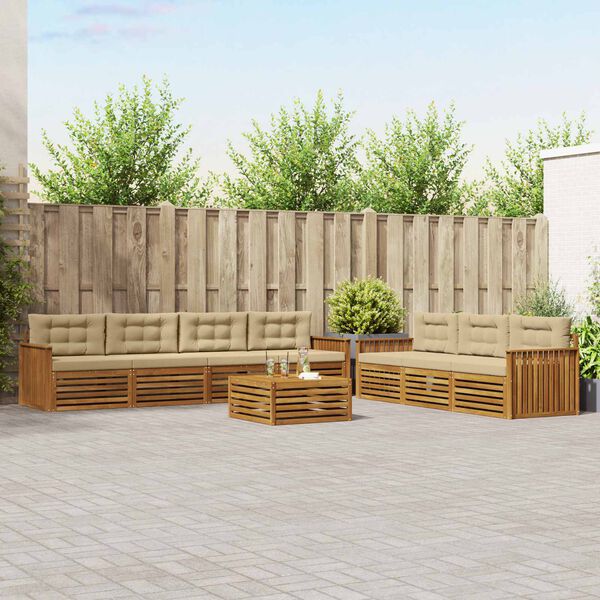vidaXL Conjunto de Sof&aacute;s para Exterior 8 pcs Natural e Bege