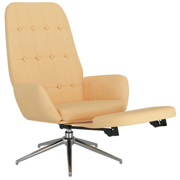 vidaXL Cadeira de descanso c/ apoio p&eacute;s tecido de microfibra cor creme