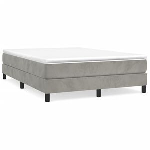 vidaXL Cama com molas/colch&atilde;o 140x190 cm veludo cinzento-claro