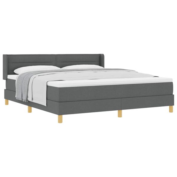 vidaXL Cama Box com colch&atilde;o Cinza Escuro 200 x 180 cm Poli&eacute;ster