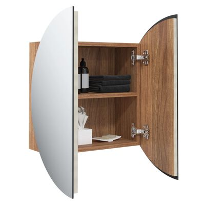 vidaXL Armário WC c/ espelho redondo e LED 40x40x17,5 cm cor carvalho
