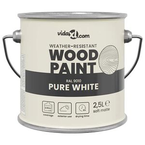 vidaXL Tinta para madeira Branco 2,5 L Impress&atilde;o em parede