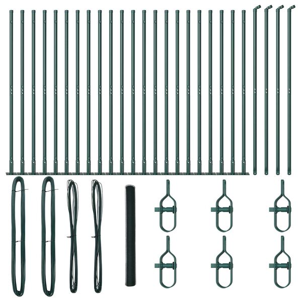 vidaXL Poste de Cerca Verde 50 x 1,6 m (malha de 25 mm) A&ccedil;o e PVC