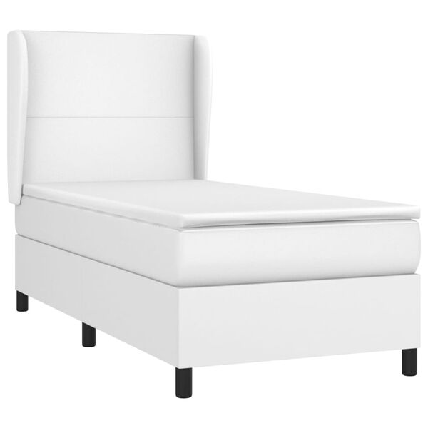 vidaXL Cama com molas/colch&atilde;o 100x200 cm couro artificial branco