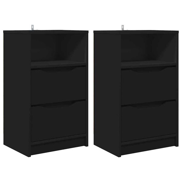 vidaXL Mesas de cabeceira com gaveta 2 pcs Preto 40 x 30 x 467 cm
