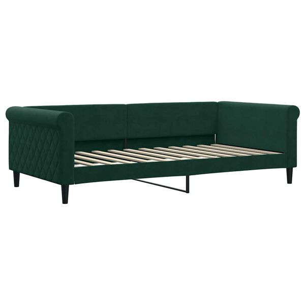 vidaXL Sof&aacute;-cama c/ gavet&atilde;o e colch&otilde;es 100x200cm veludo verde-escuro