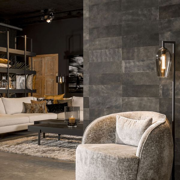 WallArt Ladrilhos de couro Hennessy preto 2 tons 16 pcs