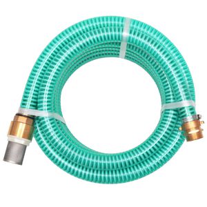 vidaXL Mangueira de suc&ccedil;&atilde;o com conectores de lat&atilde;o 3 m 25 mm verde