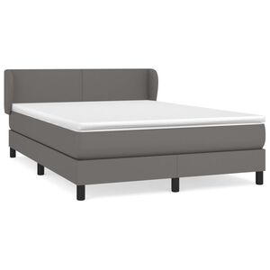 vidaXL Cama com molas/colch&atilde;o 140x190 cm couro artificial cinzento