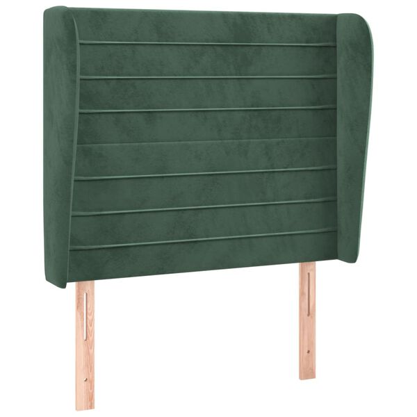 vidaXL Cabeceira de cama c/ abas veludo 83x23x118/128 cm verde-escuro