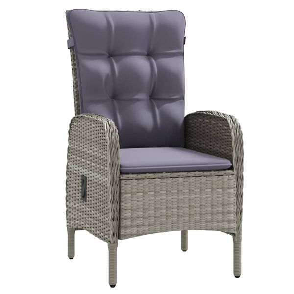 vidaXL 3 pcs conj. de jantar para jardim c/ almofad&otilde;es cinzento/preto