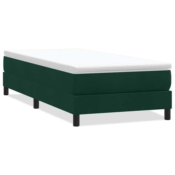 vidaXL Cama com molas sem colch&atilde;o verde-escuro 80x220 cm veludo