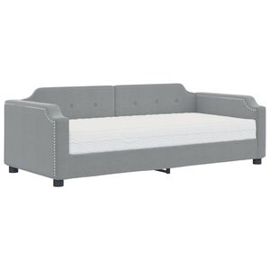 vidaXL Sof&aacute;-cama com colch&atilde;o 90x200 cm tecido cinzento-claro
