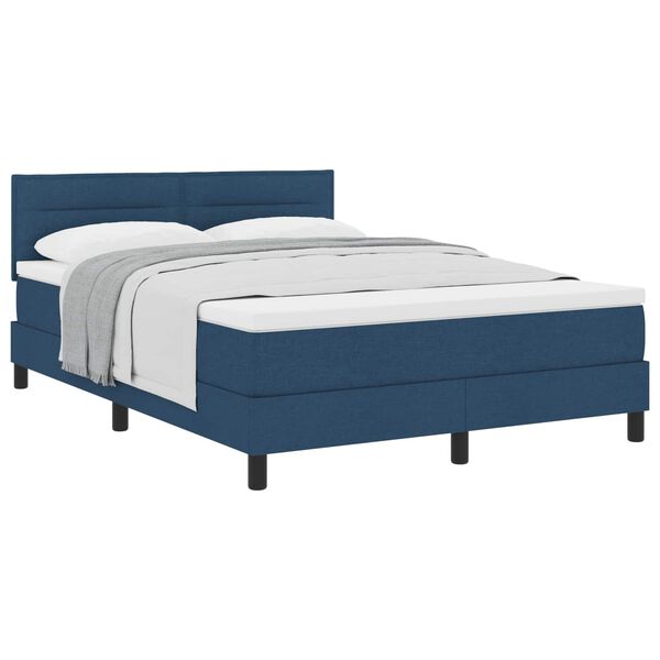 vidaXL Cama Box com colch&atilde;o com cabeceira Azul 140 x 190 cm tecido