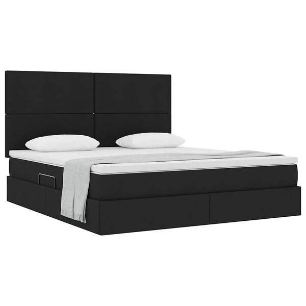 vidaXL Cama com arruma&ccedil;&atilde;o e colch&atilde;o Preto 180 x 200 cm Poli&eacute;ster