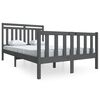 vidaXL Estrutura de cama casal 135x190 cm madeira maci&ccedil;a cinzento