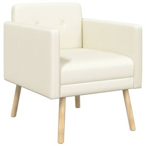 vidaXL Poltrona decorativa Creme Tecido de veludo canelado