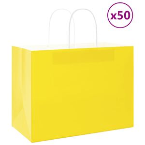 vidaXL Sacos de papel 50 unid com al&ccedil;as amarelo 32x17x25 cm