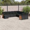 vidaXL 11 pcs conjunto sofás de jardim c/ almofadões vime PE preto