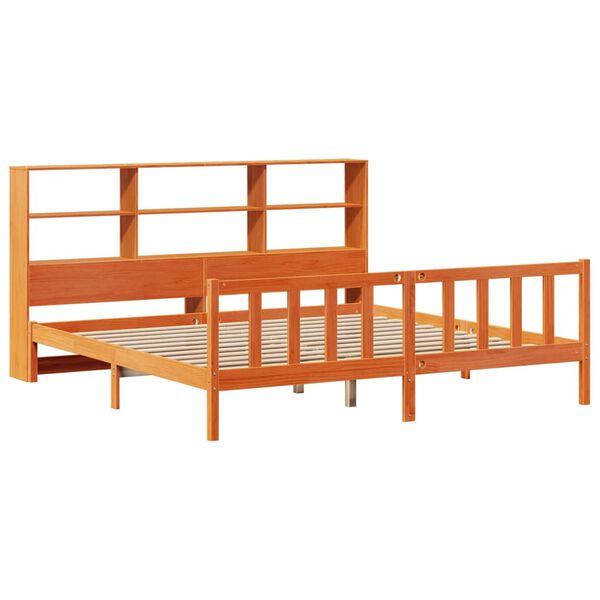 vidaXL Cama com estante sem colch&atilde;o 180x200 cm pinho maci&ccedil;o