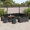 vidaXL Conjunto de Sof&aacute; de Jardim com almofada 12 pcs Preto vime PE