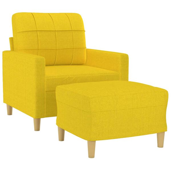 vidaXL Poltrona com apoio de pés 60 cm tecido amarelo-claro