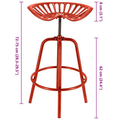 Esschert Design Cadeira de bar industrial vermelho