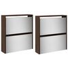 vidaXL Sapateira c/ espelho 4 divis&oacute;rias 63x17x134cm carvalho castanho