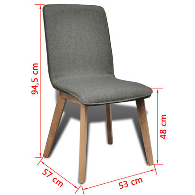 vidaXL Cadeiras jantar 2 pcs tecido cinzento-claro e carvalho maciço