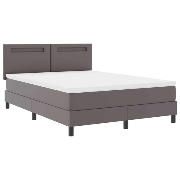 vidaXL Cama Box com colch&atilde;o Cinzeto 160 x 200 cm Couro sint&eacute;tico