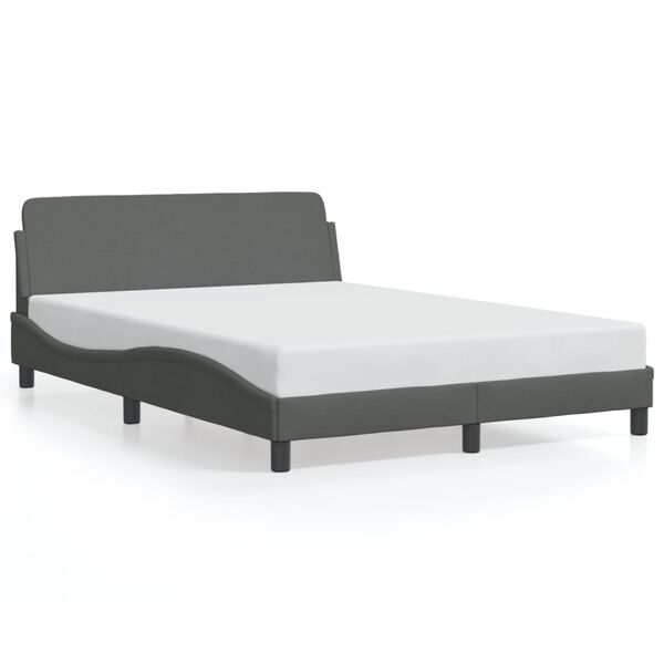 vidaXL Estrutura de cama Dover 140x190 cm tecido cinzento-escuro