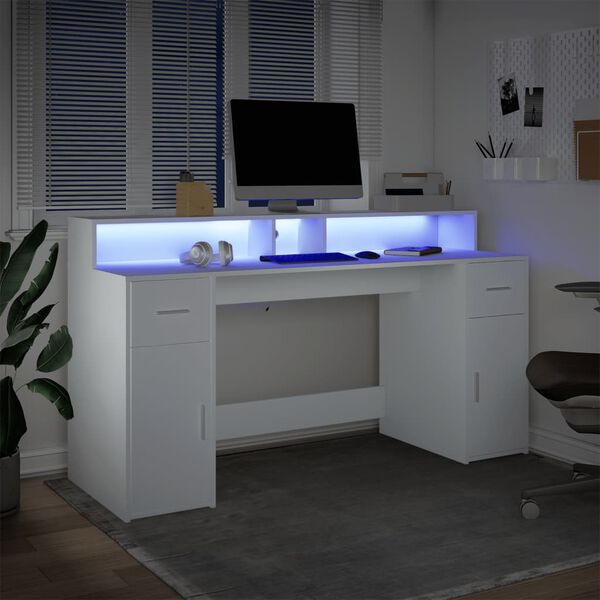 vidaXL Secret&aacute;ria c/ luzes LED 140x55x91cm derivados de madeira branco