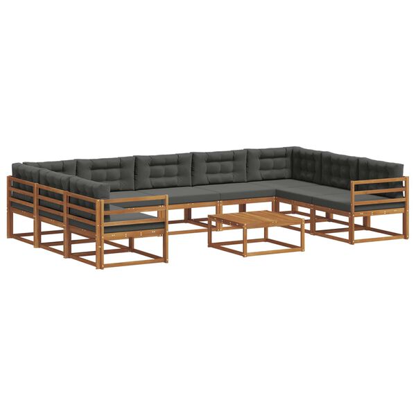 vidaXL Conjunto de Sof&aacute;s para Exterior 10 pcs Natural e Antracite