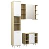 vidaXL 3 pcs conj. m&oacute;veis casa de banho contrapl. branco/carv. sonoma