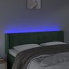 vidaXL Cabeceira cama c/ luzes LED veludo 147x16x78/88 cm verde-escuro