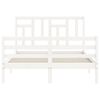 vidaXL Estrutura de cama com cabeceira 140x190cm madeira maciça branco