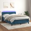 vidaXL Cama box spring c/ colch&atilde;o/LED 140x200 cm veludo azul-escuro