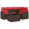 vidaXL Conjunto de Sof&aacute; de Jardim 5 unid. Marrom e Vermelho vime PE