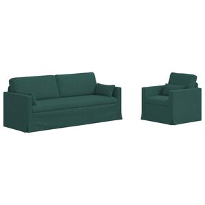 vidaXL Conjunto de Sof&aacute;s 2 unid. Verde Escuro tecido