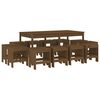 vidaXL 13 pcs conjunto de jantar para jardim pinho maci&ccedil;o castanho-mel