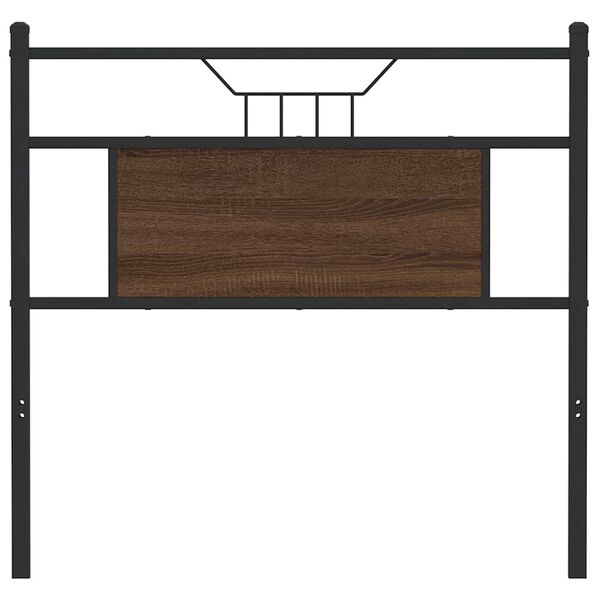 vidaXL Cabeceira de cama 90 cm derivados madeira/a&ccedil;o carvalho castanho
