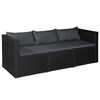 vidaXL 4 pcs conjunto lounge para jardim vime PE preto e cinzento